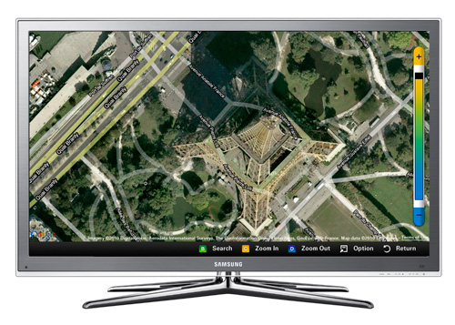 Ứng dụng bản đồ trực tuyến Google Maps trên HDTV Samsung. Ảnh: Electronistra.