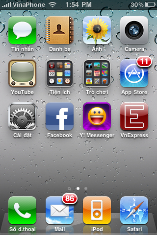 Hình ảnh thực tế iOS 4 trên iPhone