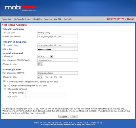 Mobifone - Dịch vụ gia tăng - FastMail