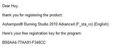 Tặng phần mềm ghi đĩa Burning Studio 2010 bản quyền Tặng phần mềm ghi đĩa Burning Studio 2010 bản quyền