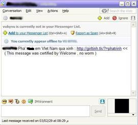 Virus hoành hành qua Yahoo! Messenger