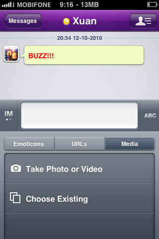 Gọi điện video qua Yahoo Messenger trên iPhone