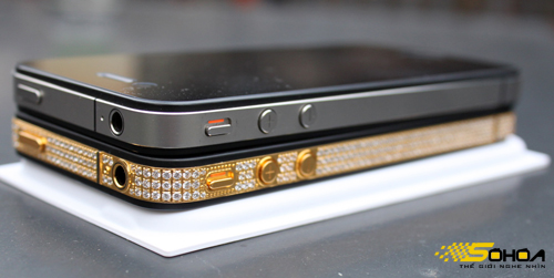 iPhone 4 mạ v&agrave;ng đ&iacute;nh đ&aacute; Swarovski