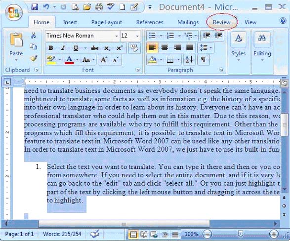 Dịch văn bản nhanh chóng trong Microsoft Word Dịch thuật với, Microsoft Word 2007