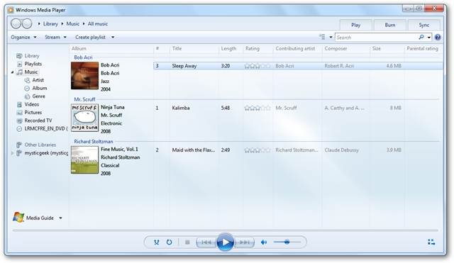 Hướng dẫn sử dụng Windows Media Player 12 trong Windows 7 Hướng dẫn sử dụng Windows Media Player 12 trong Windows 7