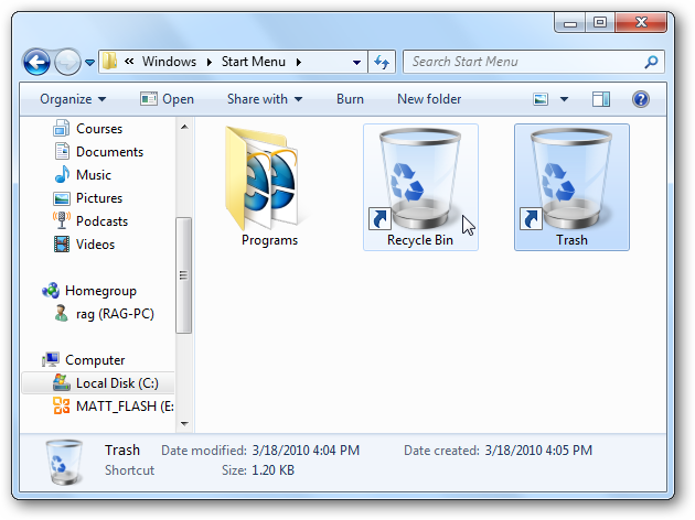 Cách thêm Recycle Bin vào trong menu Start Cách thêm Recycle Bin vào trong menu Start