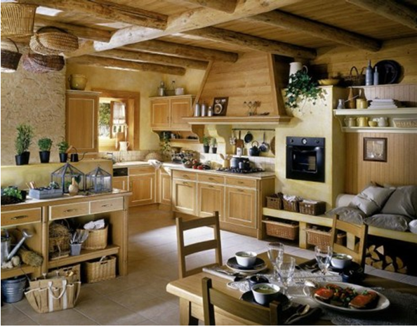 Mộc mạc với bếp theo phong cách đồng quê Pháp