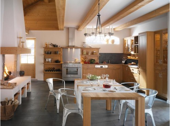 Mộc mạc với bếp theo phong cách đồng quê Pháp