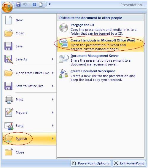 Cách chuyển tập tin PowerPoint thành Word trong Office 2007