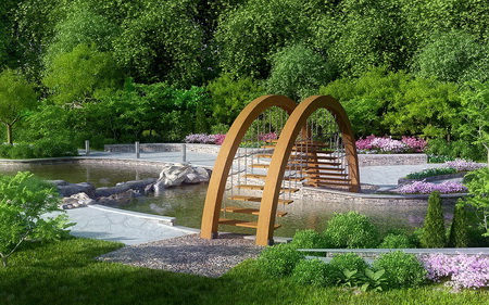 Sự hài hòa thủy - mộc trong nhà vườn