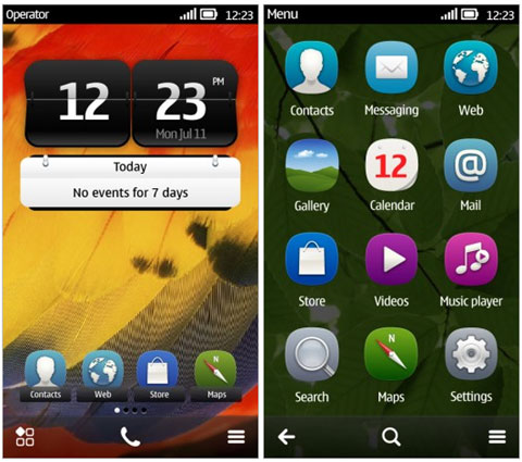 Giao diện của Symbian Belle.